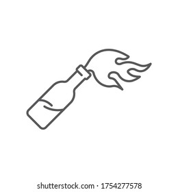 Fire cocktail bottle or molotov vector icon symbol weapon isolated on white background