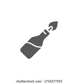Fire cocktail bottle or molotov vector icon symbol weapon isolated on white background