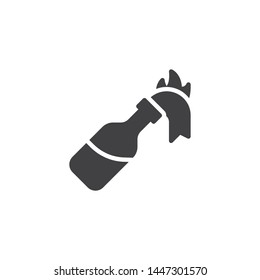 Fire cocktail bottle vector icon. Glass bottle with gasoline and rag wick flaming filled flat sign for mobile concept and web design. Molotov Cocktail glyph icon. Symbol, logo illustration. 