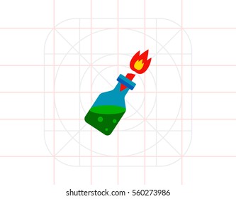 Fire Cocktail with Burning Wick Icon