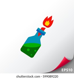 Fire Cocktail with Burning Wick Icon