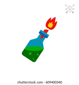 Fire Cocktail with Burning Wick Icon