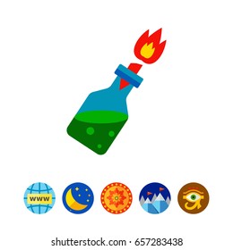 Fire Cocktail with Burning Wick Icon