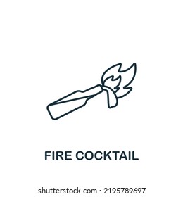 Fire Cocktail icon. Line simple line Weapon icon for templates, web design and infographics