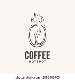 fire coffee bean line logo icon design vector vintage