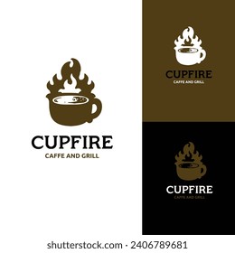 símbolo de logotipo de café fuego vectores
