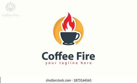 Fire coffee logo template. Vector