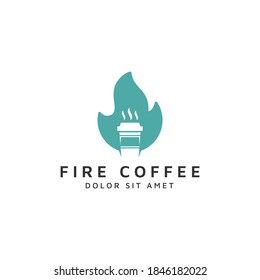 fire and coffee negative space logo design