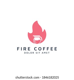 fire and coffee negative space logo design