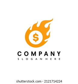 Fire Coin Logo Template Design VectorFire Coin Icon Element. Flame Logo Design Template Illustration Vector