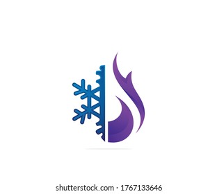 Fire cold snow logo design template