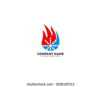 Fire cold snow logo design template