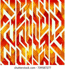 Fire color geometric seamless pattern