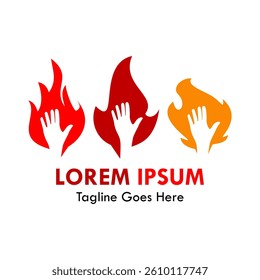 fire color with hand logo template illustration