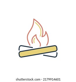 Fire colored icon - Burnable Trash vector concept sign or design element