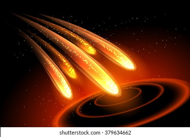Fire Comets falls down on a planet in far space.