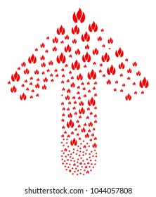 Fire composition made in the group of up directed arrow. Ahead path arrow composition combined from fire design elements.