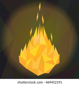 Fire concept. Vector illustration of heat flames in modern low poly, polygonal style
