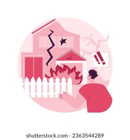 Fire consequences abstract concept vector illustration. Wildfire consequences, fire victim, property and business economic losses calculation, damage evaluation service, abstract metaphor.