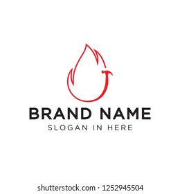 fire construction with line logo icon template design