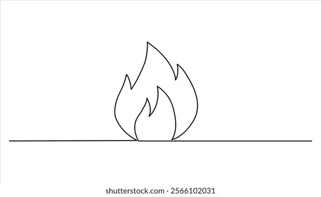 Fire continuous one line drawing vector illustration. Flame linear icon
