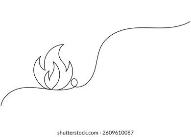 Fire continuous one line drawing and minimalist style isolate outline vector icon
