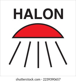 Fire control signs according to IMO Resolution Space protected by halon
