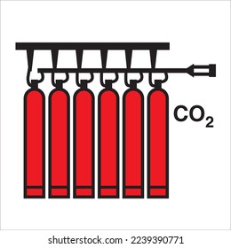 Fire control signs according to IMO Resolution CO2 battery