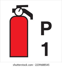 Fire control signs according to IMO Resolution Powder fire extinguisher 1Kg