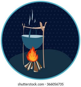 Fire and cooking pot