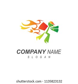 Fire Courier Logo, Fast Delivery Simple Icon