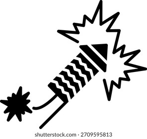 Design de ícone de estilo de glifos do Fire Cracker
