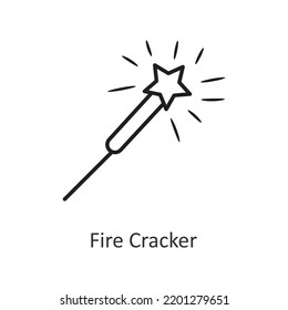 Fire Cracker vector outline Icon Design illustration. Holiday Symbol on White background EPS 10 File