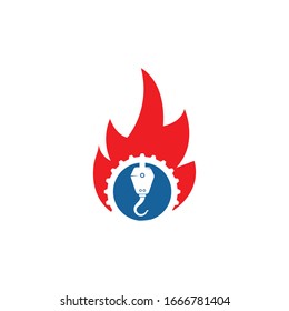 fire crane hook vector icon logo design template