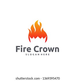 Fire Crown logo designs concept vector, Fire King logo template