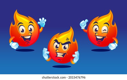 Fire cute mascot cartoon design