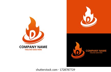 Fire D letter logo design template. Illustration vector graphic. Design concept fire with Initial D Letter Logo Design. Perfect for corporate, technology, initial , community and more technology brand