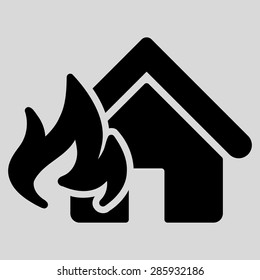 Fire Damage icon from Business Bicolor Set. This flat vector symbol uses black color, rounded angles, and isolated on a light gray background.