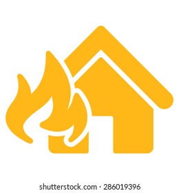 Fire Damage icon from Business Bicolor Set. This flat vector symbol uses yellow color, rounded angles, and isolated on a white background.