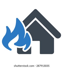 Fire Damage icon from Business Bicolor Set. This flat vector symbol uses smooth blue colors, rounded angles, and isolated on a white background.