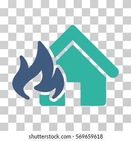 Fire Damage icon. Vector illustration style is flat iconic bicolor symbol, cobalt and cyan colors, transparent background. Designed for web and software interfaces.
