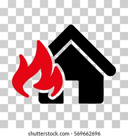 Fire Damage icon. Vector illustration style is flat iconic bicolor symbol, intensive red and black colors, transparent background. Designed for web and software interfaces.