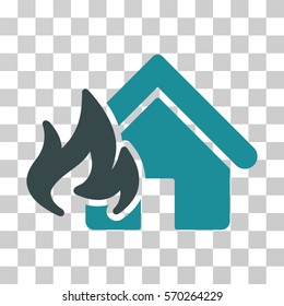 Fire Damage icon. Vector illustration style is flat iconic bicolor symbol, soft blue colors, transparent background. Designed for web and software interfaces.