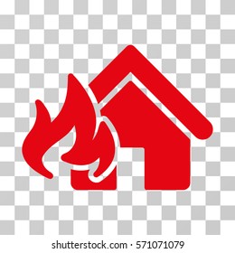 Fire Damage icon. Vector illustration style is flat iconic symbol, red color, transparent background. Designed for web and software interfaces.
