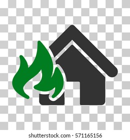 Fire Damage icon. Vector illustration style is flat iconic bicolor symbol, green and gray colors, transparent background. Designed for web and software interfaces.