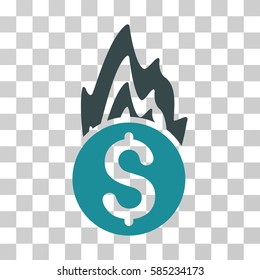 Fire Damage icon. Vector illustration style is flat iconic bicolor symbol, soft blue colors, transparent background. Designed for web and software interfaces.