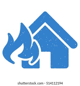 Fire Damage rubber seal stamp watermark. Icon vector symbol with grunge design and dust texture. Scratched cobalt ink sign on a white background.