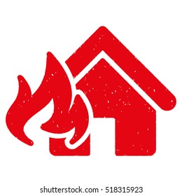 Fire Damage rubber seal stamp watermark. Icon vector symbol with grunge design and dirty texture. Scratched red ink sign on a white background.