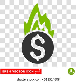 Fire Damage vector icon. Image style is a flat eco green and gray iconic symbol.
