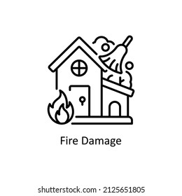 Fire Damage vector Outline icon for web isolated on white background EPS 10 file